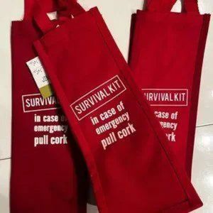 Wine Bags (THREE Sturdy / 100% Cotton / Canvas-Like) (new with tags) (h/x)‎